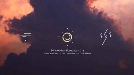 简单天气预报图标动画展示AE模板