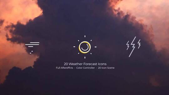 简单天气预报图标动画展示AE模板AE视频素材教程下载