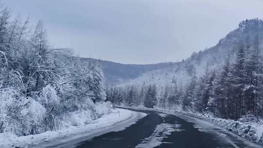 在积雪的道路上行驶