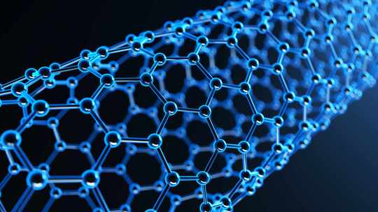 蓝色纳米管纳米结构循环动画。科学研究与技