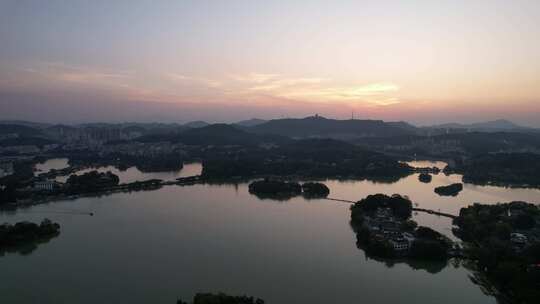 广东惠州西湖5A景区日落晚霞夕阳航拍