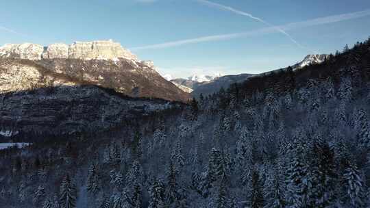 安纳西附近法国阿尔卑斯山的雪谷