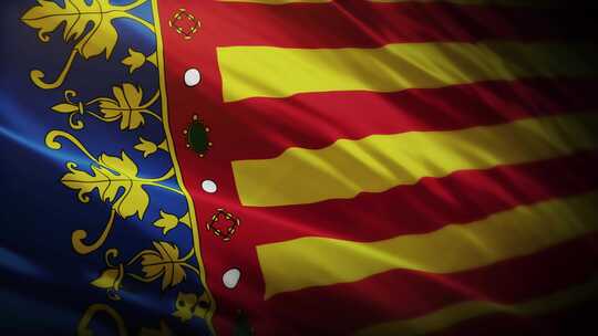 挥舞的瓦伦西亚国旗-西班牙
