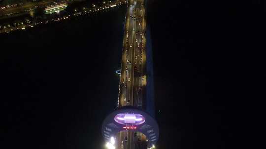 广州猎德大道珠江夜景航拍