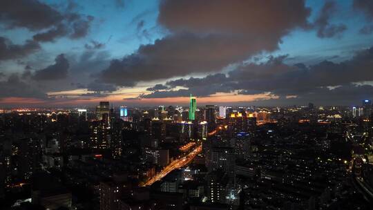 浦西徐汇区大范围夜景延时航拍