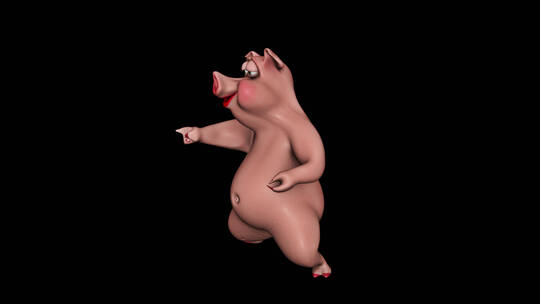 跳舞的漫画猪动画视频素材模板下载