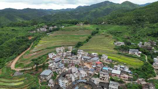 客都广东梅州市大埔县坪山梯田景区航拍