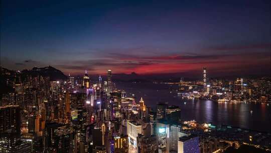 香港维多利亚港夜景俯瞰