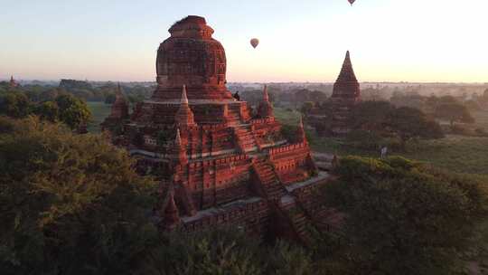 缅甸旅游 蒲甘 千佛塔 日出日落 航拍