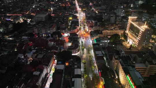 泉州中山路街道夜景航拍