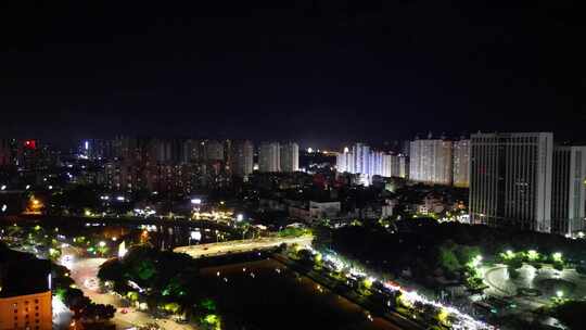 广西玉林夜景玉林南流江夜景航拍