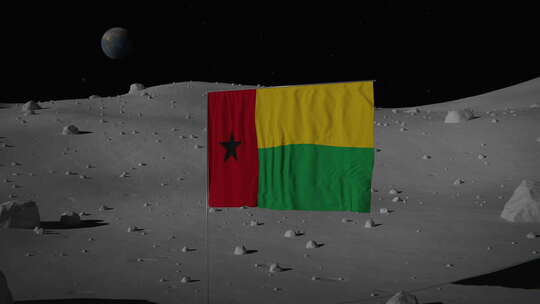 月球上的几内亚比绍国旗|UHD|60fp视频素材模板下载