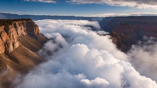 云海中的壮美峡谷景观
