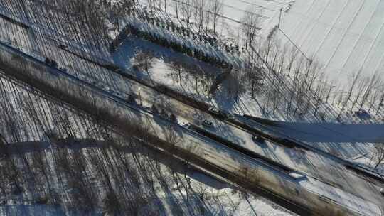 航拍雪景 唯美冬日空镜 立冬 冬至节气