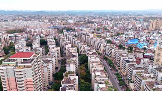 航拍白昼广东梅州兴宁现代化城市建筑发展