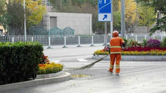 城市北京崇文门西大街前门大街环卫工