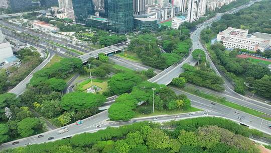 航拍深圳交通车流延时