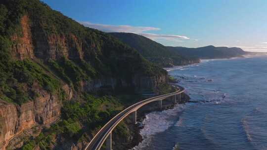 日出海崖桥海岸无人机视图标志性的著名斯坦