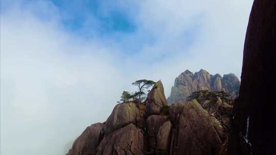 黄山风景区壮观山顶云海延时唯美风景视频素