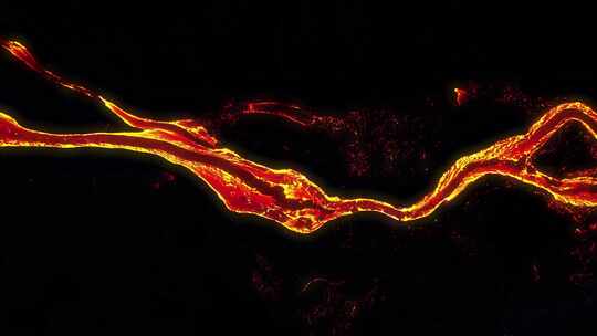 航拍火山岩浆流动