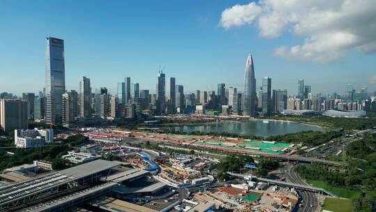 深圳后海航拍深圳湾风景城市建筑粤海街道