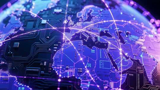 科技感地球与数据网络画面