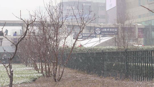 北京中关村地铁雪景 大雪纷飞 合集视频素材模板下载