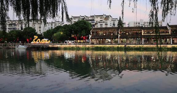 京杭大运河杭州段江南水乡沿河建筑 塘栖