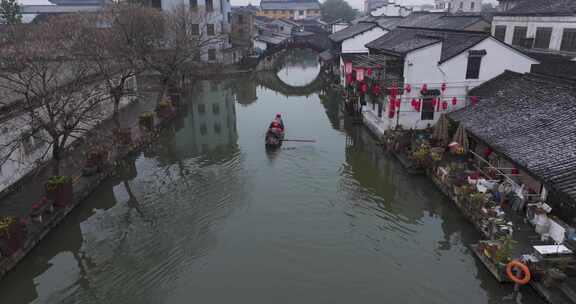 浙江绍兴安昌古镇航拍