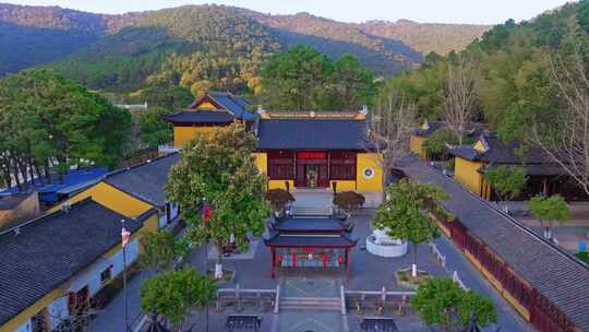 宝华禅寺 山林全景 航拍寺院 墓前寺