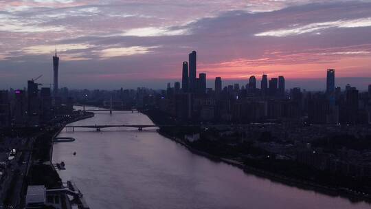 广东省广州市市区城市夜景航拍