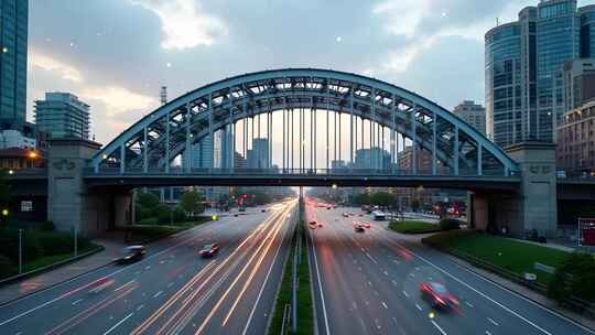 4k城市高架桥与道路交通舞台背景