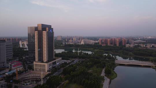 4K郑州市龙子湖城市建筑航拍