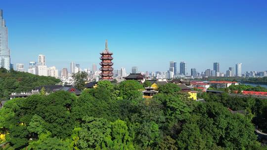 南京市古鸡鸣寺航拍风光