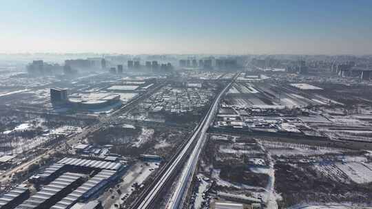 冬天雪后的邢台城区