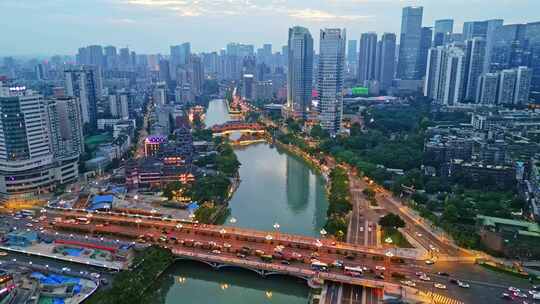 四川成都九眼桥城市夜景车流轨迹繁华夜景