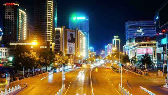 石家庄城市夜景合集城市夜晚街道车流景观