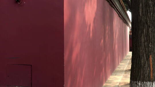 北京紫禁城的红墙特写