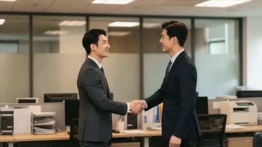 办公室内商务人士握手