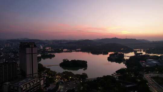 广东惠州西湖5A景区日落晚霞夕阳航拍