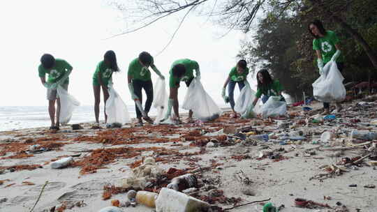 志愿者清洁海滩