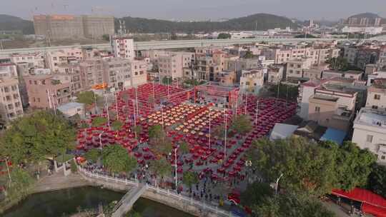 广东佛山顺德千人酒席高空航拍