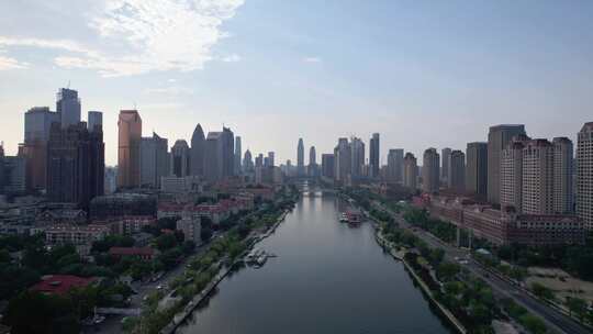 天津海河风景城市建筑风光航拍