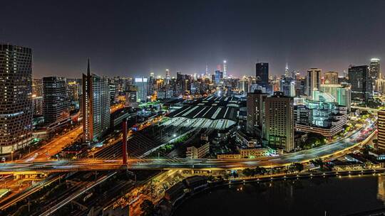 4K上海静安区夜景延时