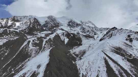 航拍川西横断山脉勒多曼因雪山冰川风光