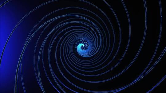 蓝色螺旋曲线和发光粒子C4D动画