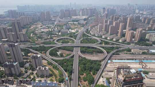 安徽蚌埠城市高架立交桥交通航拍