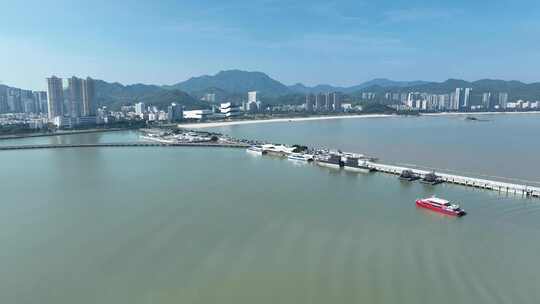 珠海香洲港客运站航拍香洲港码头珠海港口路