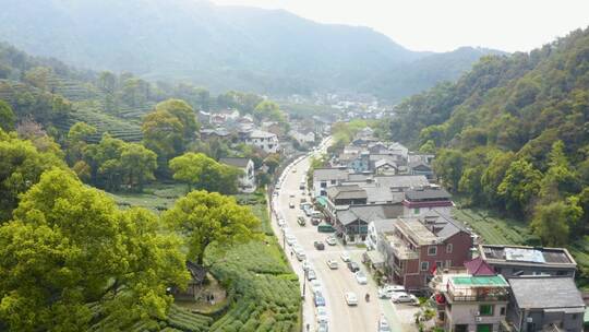 浙江杭州西湖龙井一级产地梅家坞航拍