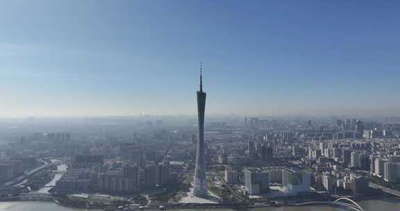 广州天际线清晨日出航拍